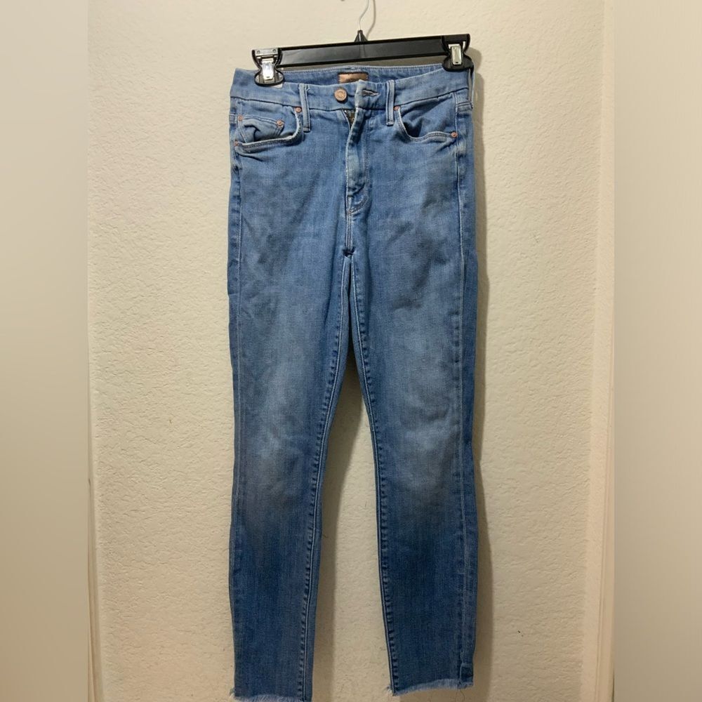 Mother Womens High Waisted Ankle Fray Skinny Jeans Pants blue jeans Size 24